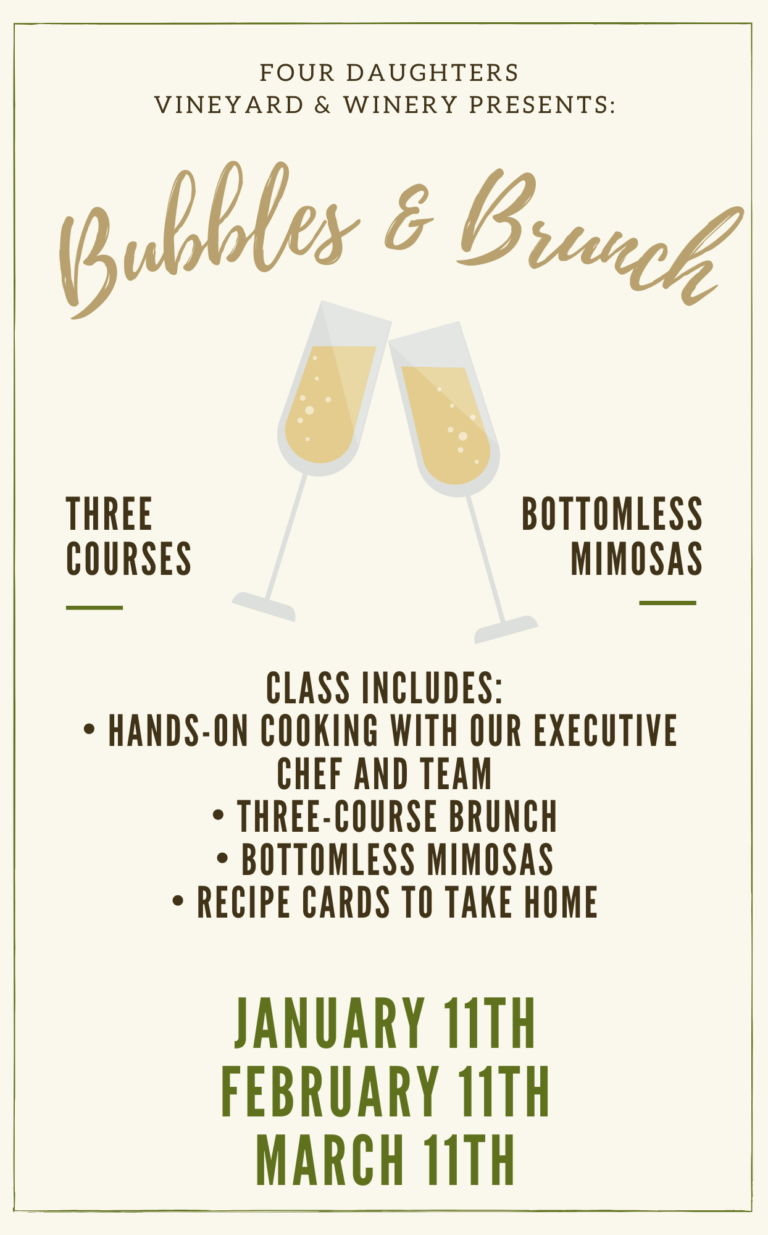 Bubbles & Brunch. 3Course Handson Cooking Class • Four Daughters
